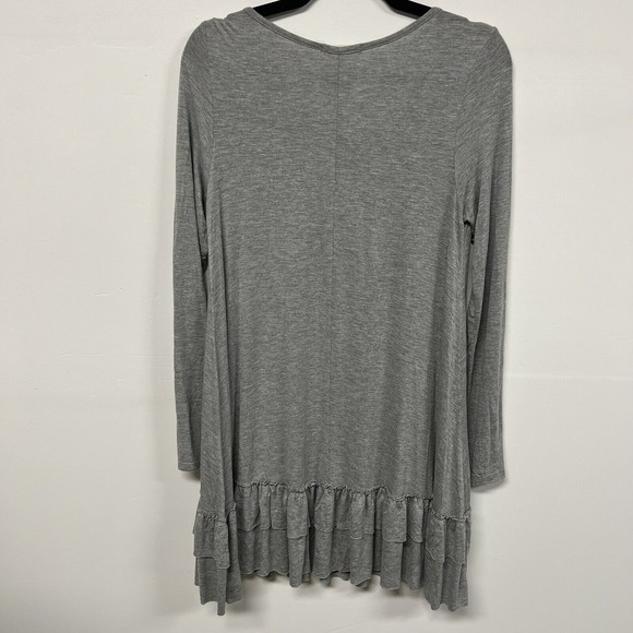 Easel Womens Long Sleeve Tunic Size S Gray Ruffle Hem T Shirt Dress Top Y2K - Picture 3 of 10